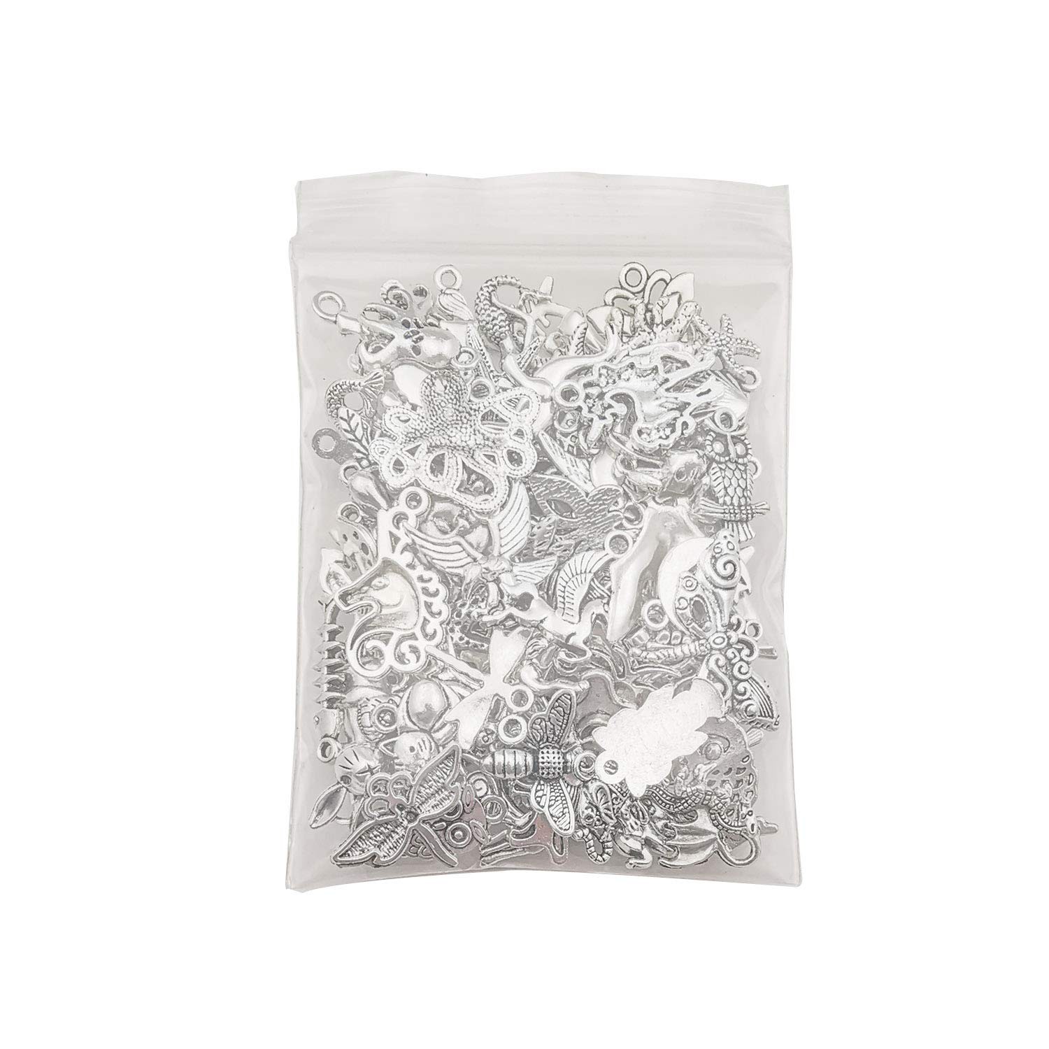 Animal Charms Collection, BULK 100 Mini Small Silver Charms Metal Pendant Craft