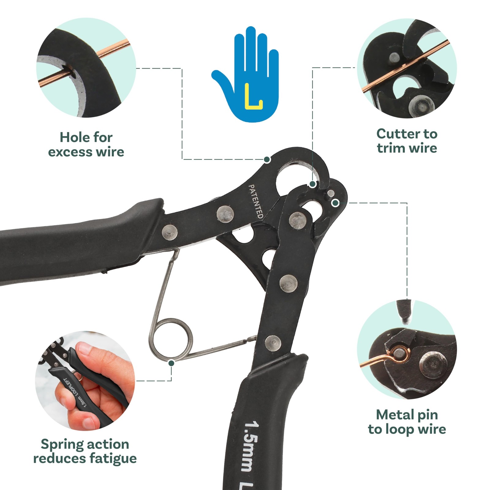 Left Handed 1.5MM Looping Pliers for Jewelry Making Comfortable Spring Action