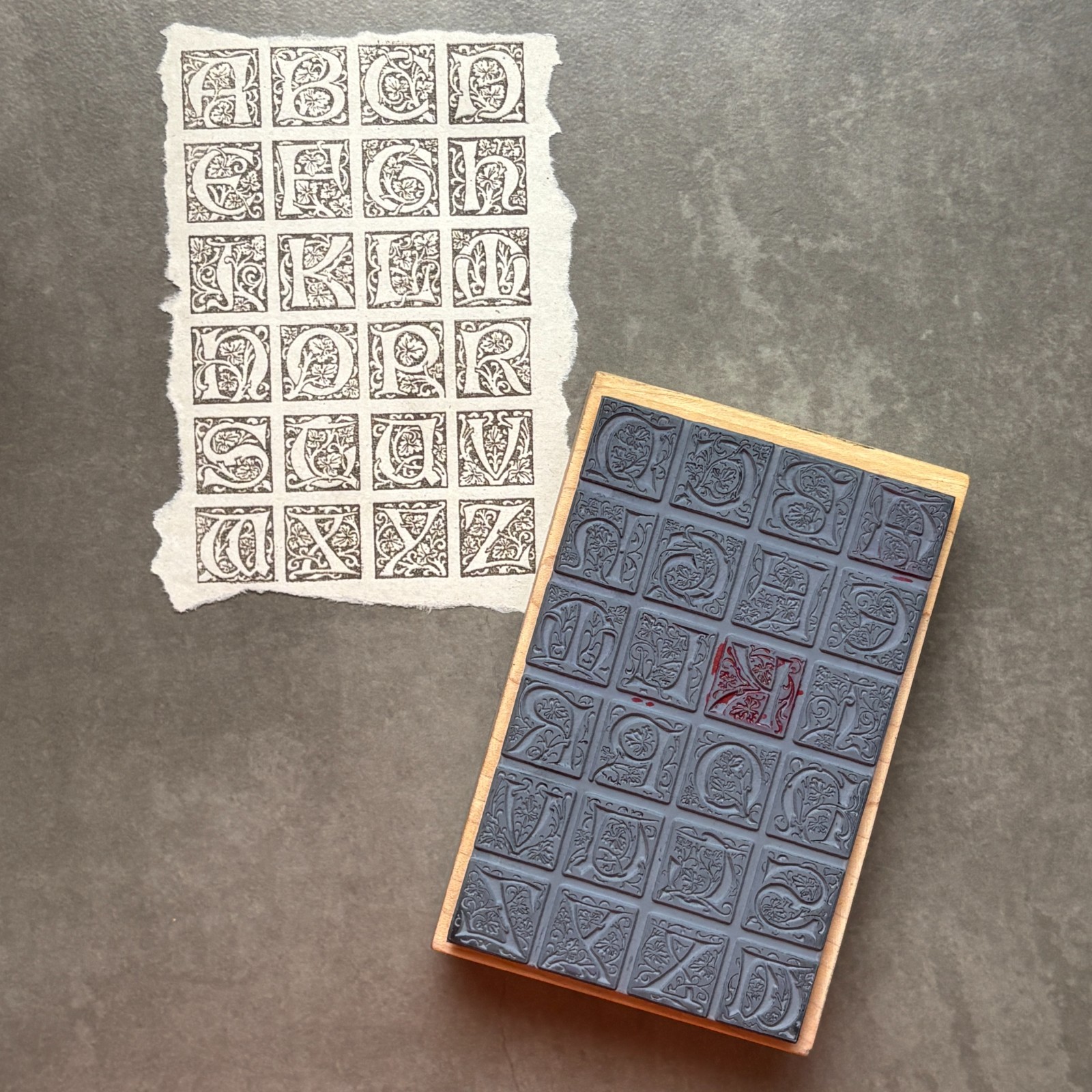 Magenta Celtic Ornate Letters Rubber Stamp A-Z Monogram Alphabet Tiles Initials