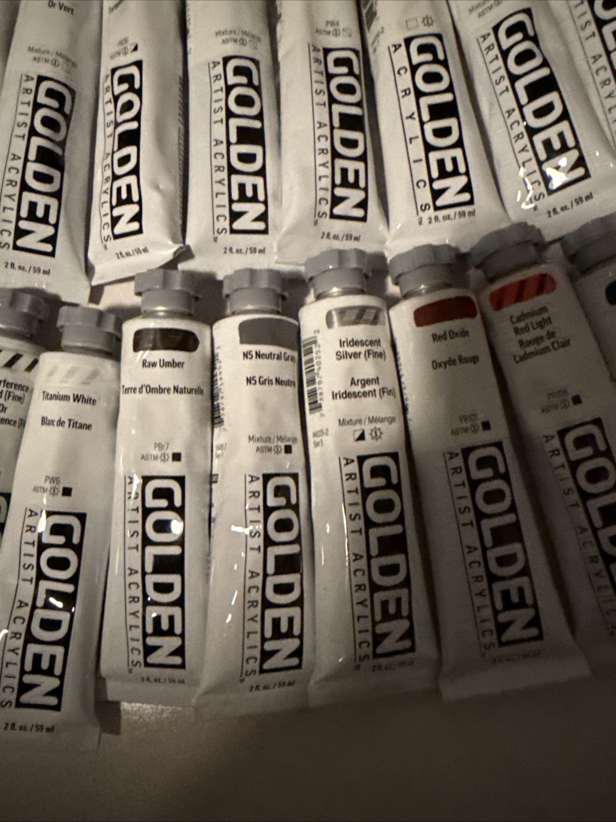 LOT OF 50 GOLDEN Acrylic Artist Colors Paints 2fl oz Tubes *NEW *FREE SHIPPING!