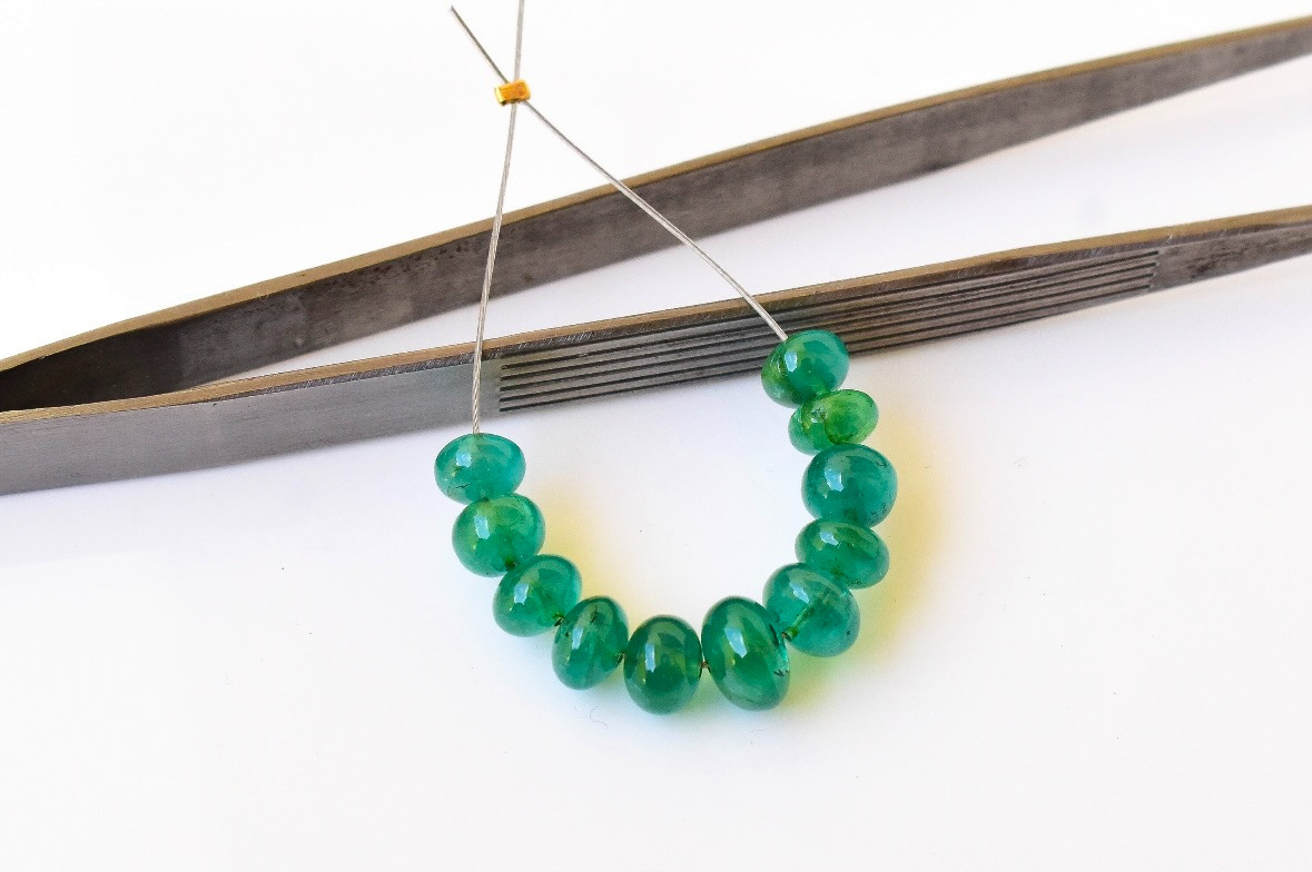 AAA 11 Pcs Natural Premium Fine Zambian Emerald Beads Rondelle Round Beads 6-8mm