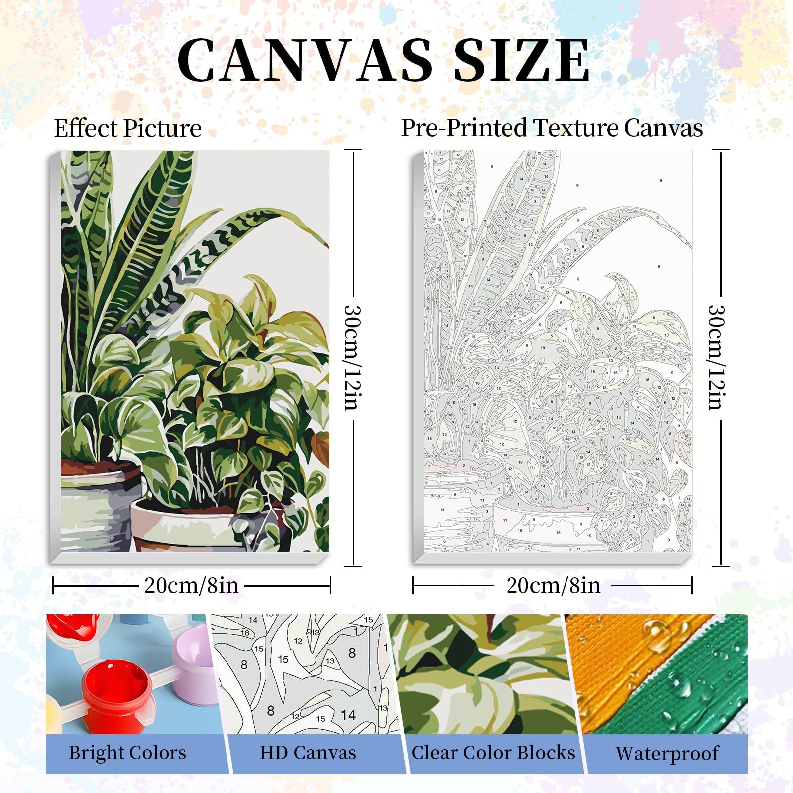 Framed Paint by Numbers Kit for Adults Beginner & Kids Ages 10-13, Plants Easy P