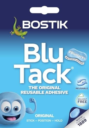 Blu Tack, Multipurpose Reusable Adhesive, Clean, Safe & Easy to Use, Non-Toxic,