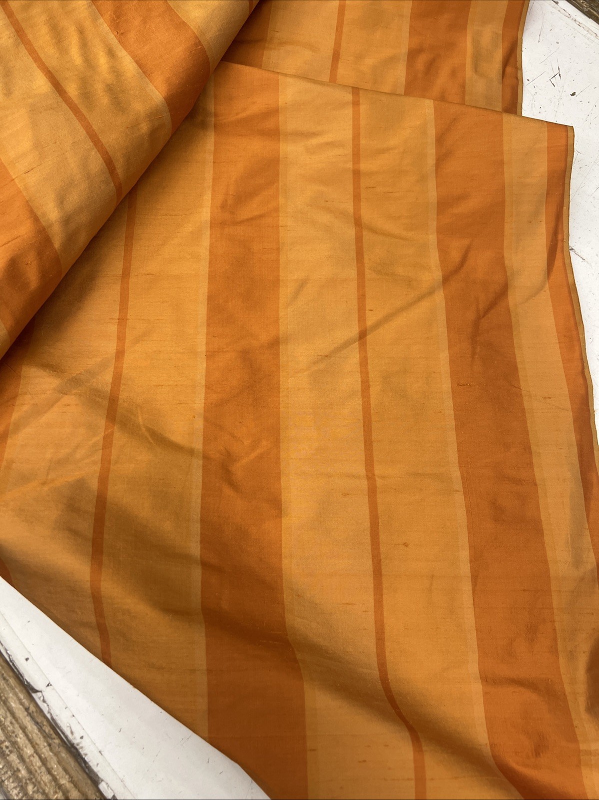 Dupioni Stripes 100% Silk Fabric 54″ Wide, By Yard (501 )Sold By The Yard Orange