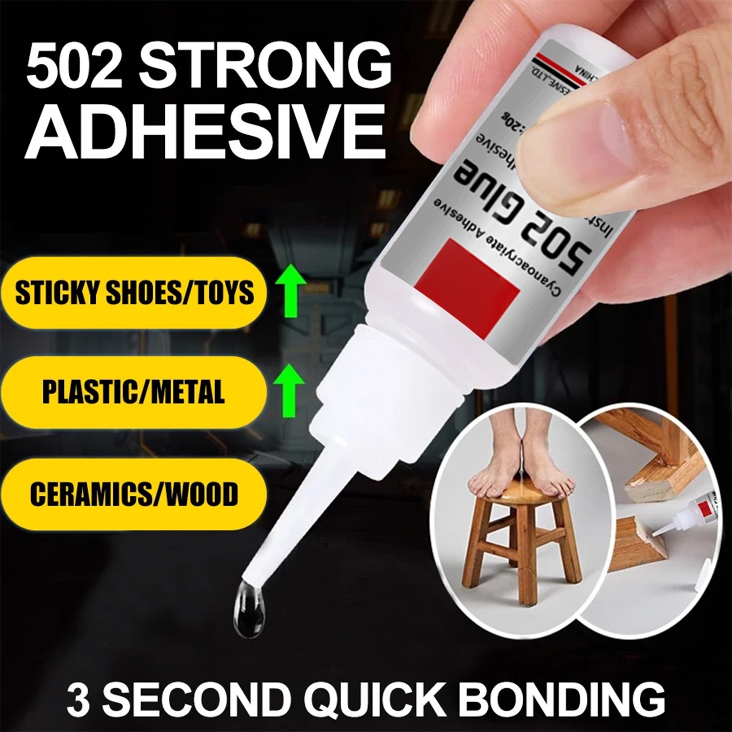 JXVX 502 Super Glue Instant Quick-drying Cyanoacrylate Adhesive Liquid Glue Tool
