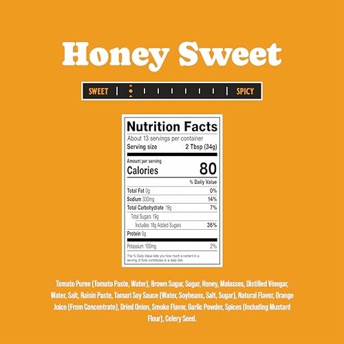 BBQ Sauce, Non-GMO, Gluten-Free, 15.25 oz, 15.25 Ounce (Pack of 1) Honey Sweet