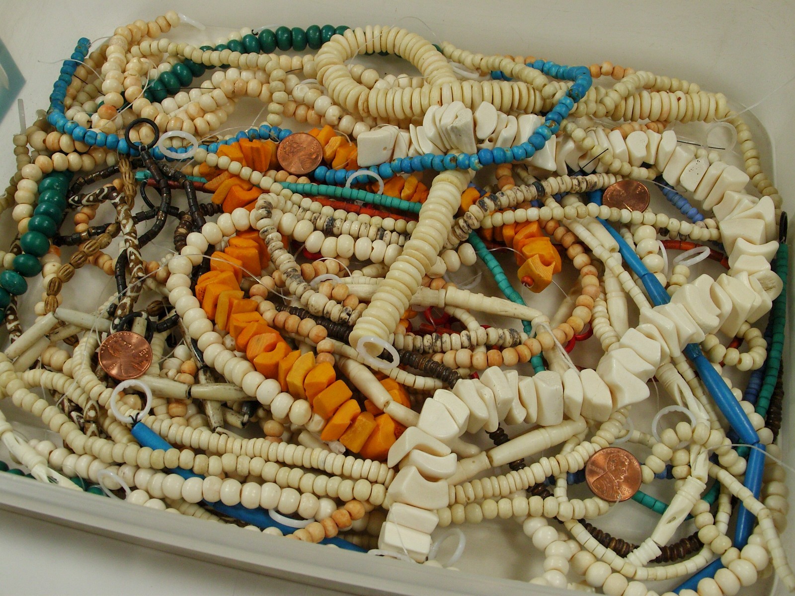 2 Pounds Assorted Shapes and Sizes India Water Buffalo Bone Beads Bulk (KRD-4) ⭐