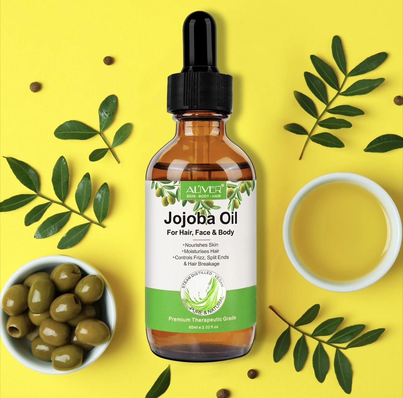 2x 60ml PURE ORGANIC JOJOBA OIL UNREFINED RAW VIRGIN COLD PRESSED