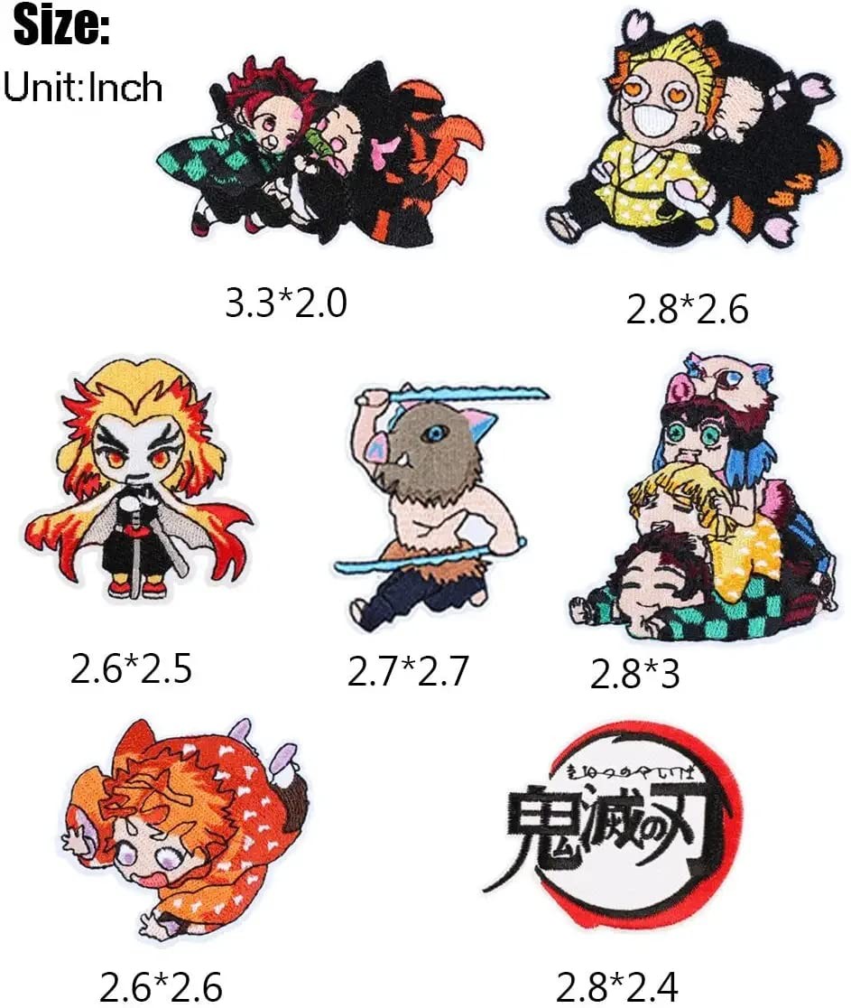 19 Pieces Anime Patches Embroidered Applique Sew on Iron multicolor