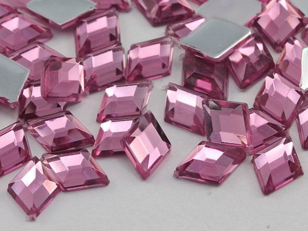 10x7mm Rose Lite .RS72 Flat Back Diamond Acrylic Gems -100 Pieces