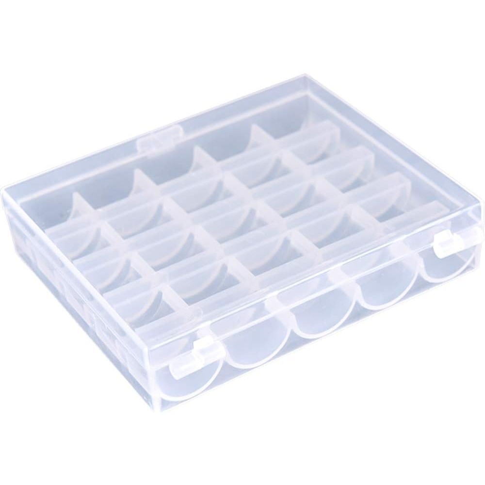 2 Pack 25 Slots Plastic Storage Box for Sewing Machine Bobbins Spools Thread