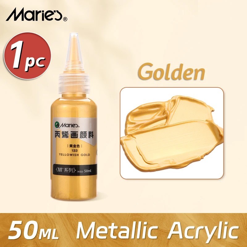 50ml Marie’s Metallic Acrylic Paint, Pearlescent Rich Shiny Pigments with Bottle