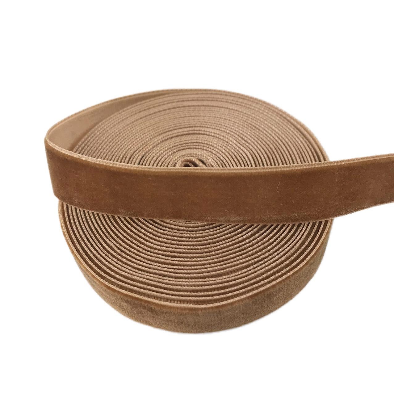 MMvolesy 5 Yards None-Elastic Nylon Single face Velvet Ribbon 16mm (5/8 Brown