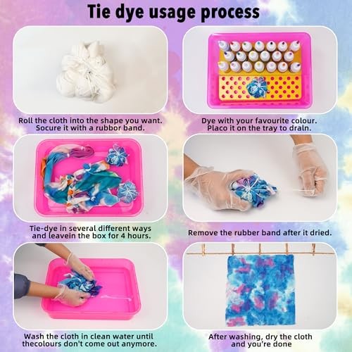Tie Dye Kit 174pcs 20 Colors Set With Bottles Fabric Markers Party