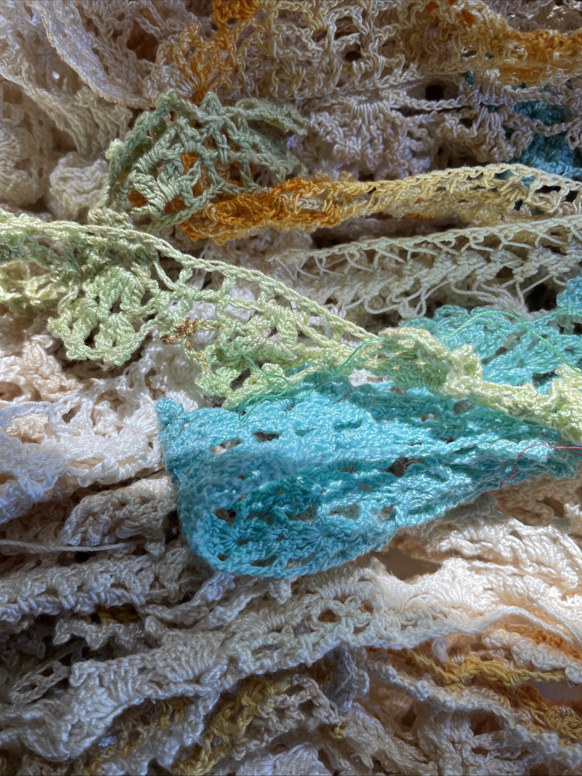 1+ lbs Vintage Lace Crochet Ribbon Trim Edging Remnants Scraps Sewing Craft 50pc