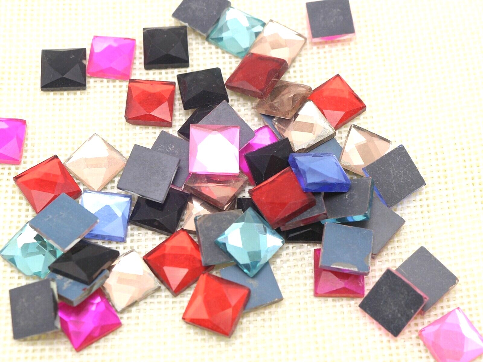 100 Faceted Square Flatback Glass Crystal Rhinestone Gems 10X10mm Color Choice