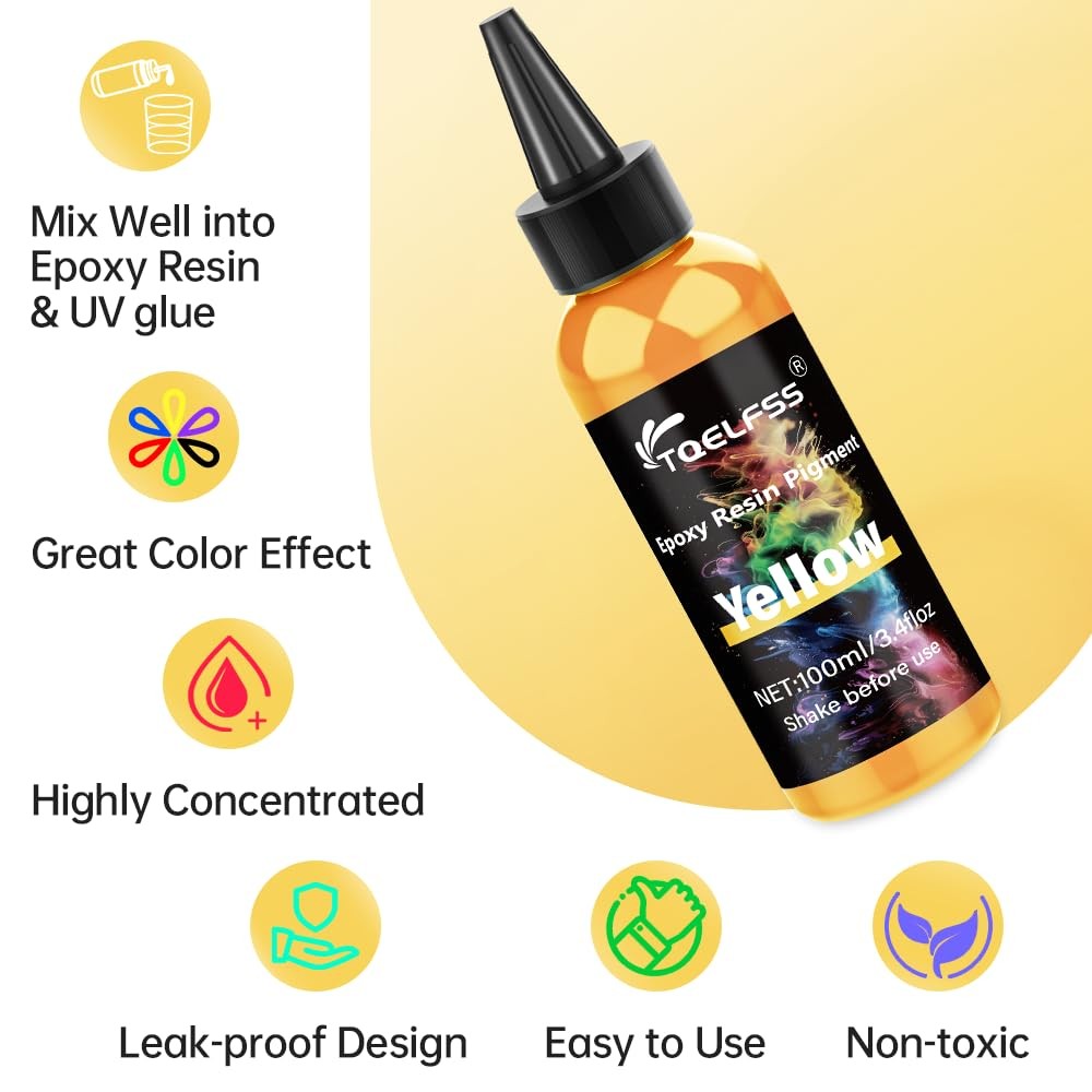Yellow Epoxy Resin Color Pigment – 3.4 fl.oz / 100ml Concentrated Dye