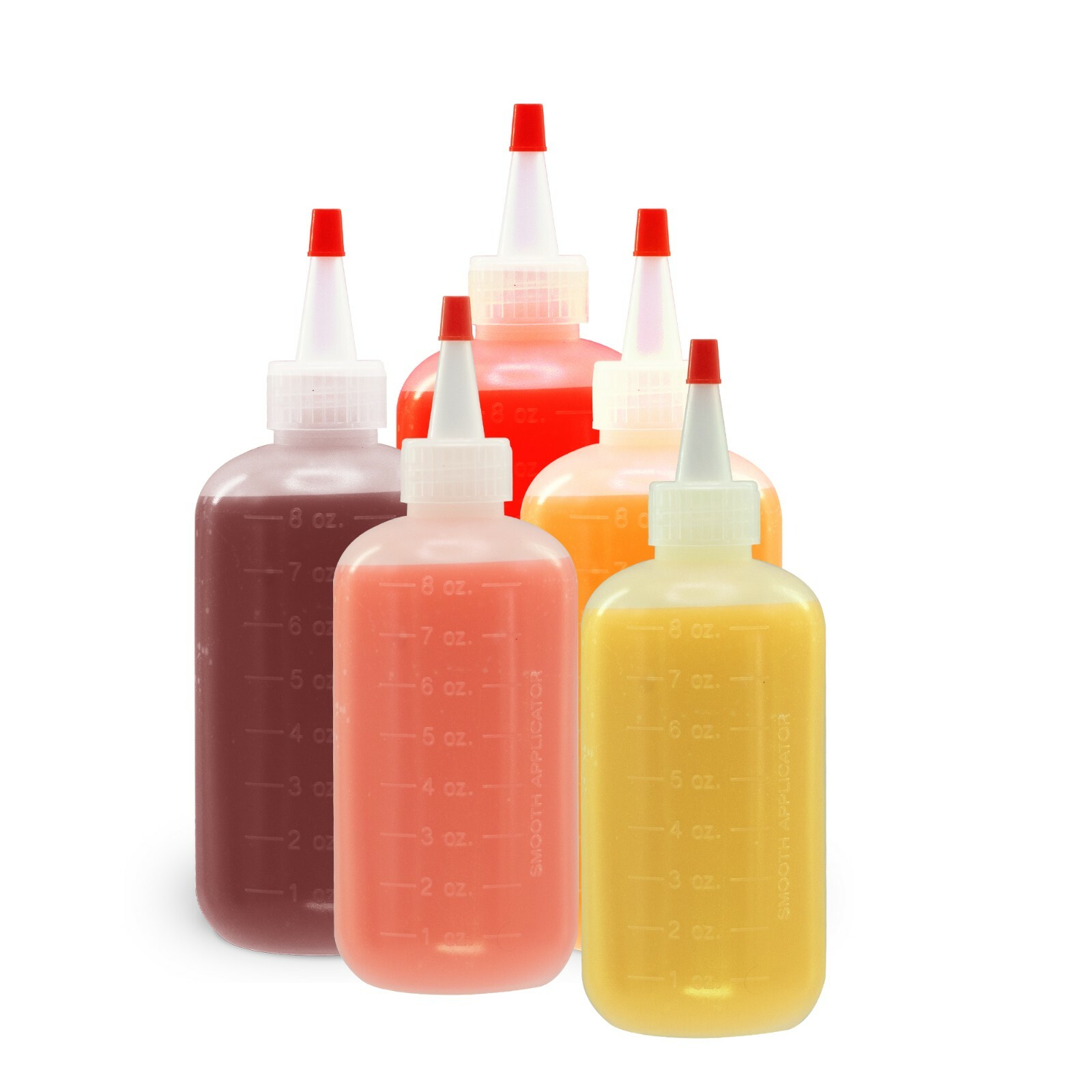 8oz (240mL) Plastic Boston Round Squeeze Bottles + Yorker Caps LDPE -Pack of 6