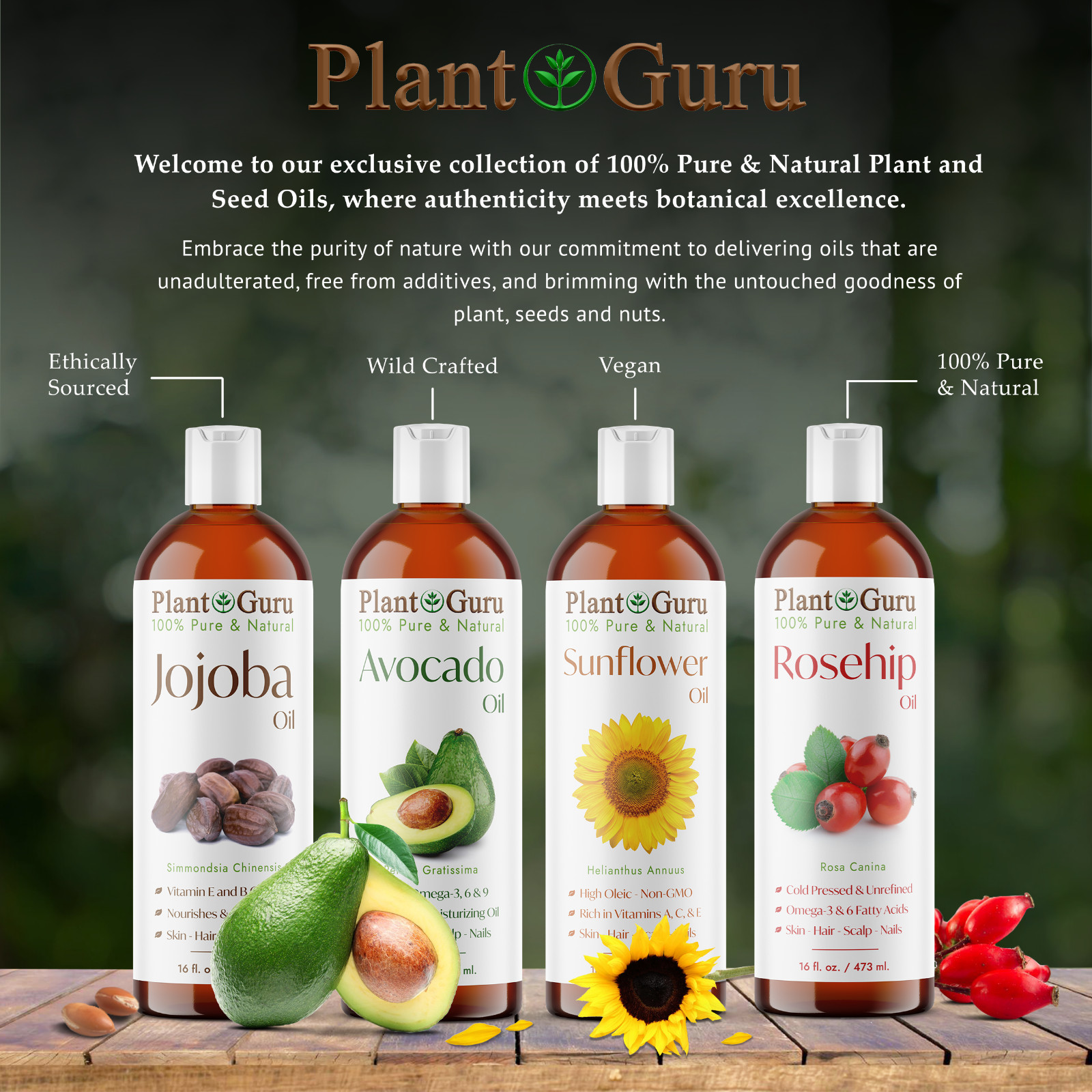 16 oz. Carrier Oil 100% Pure Natural Cold Pressed For Skin, Hair Growth, Massage
