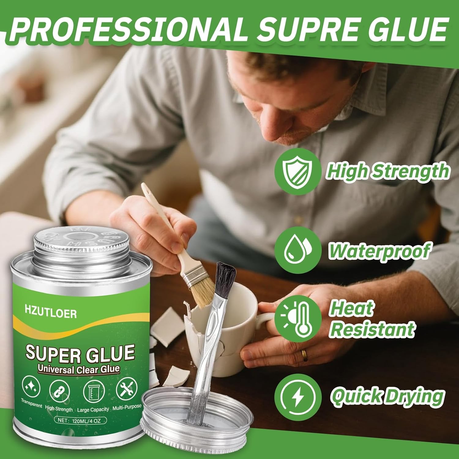 120ML Clear Super Glue w/ Brush Multi-Purpose Adhesive