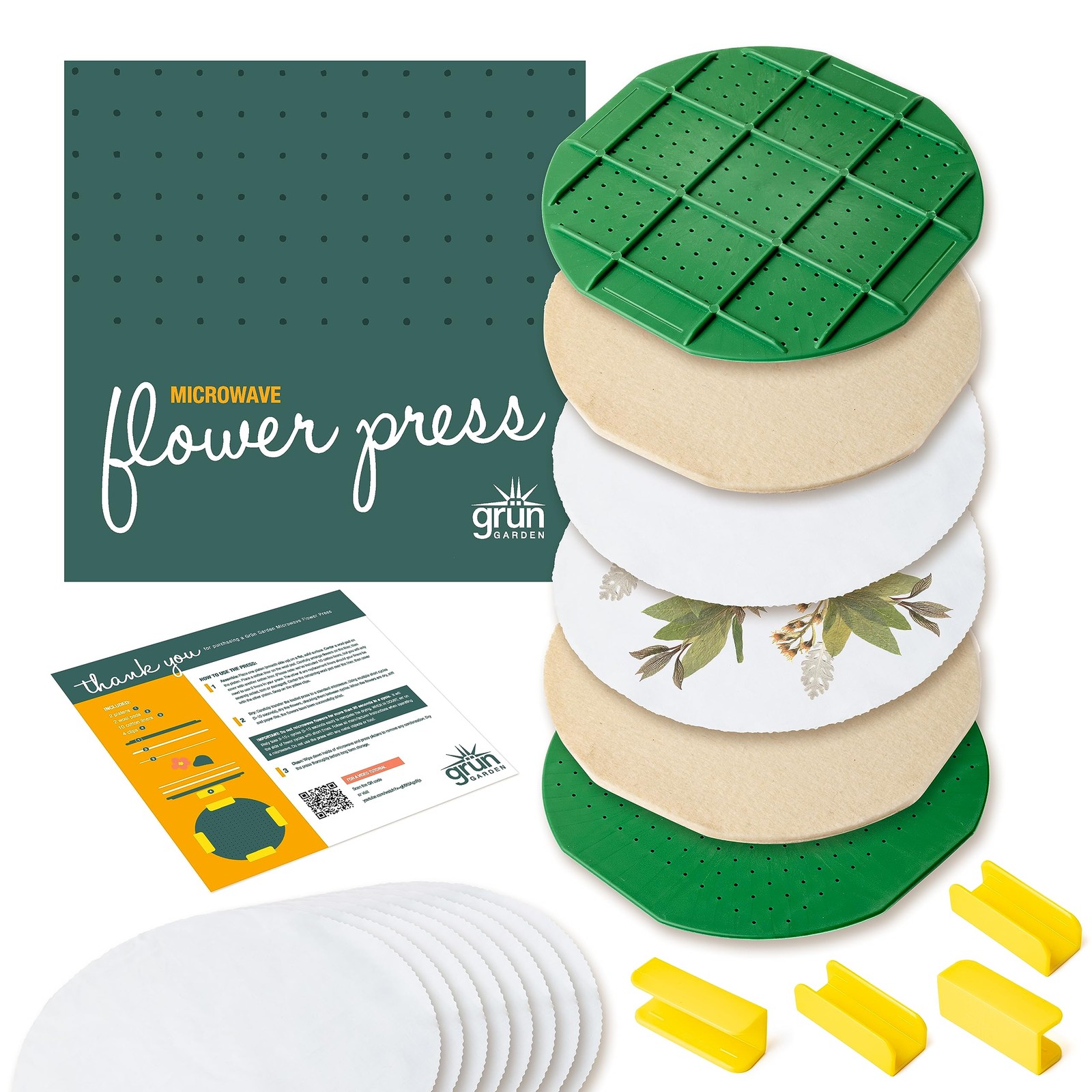 GSM Brands Microwave Flower Press Kit for Drying Leaf, 10in Press, White