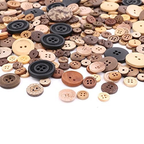 650 Pieces Assorted Sizes Resin Buttons 2 and 4 Holes Coconut shell color