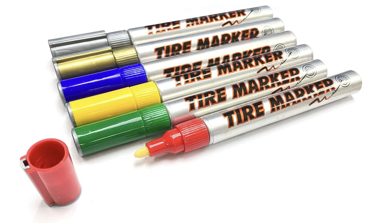 6-PACK BLUE Tire Lettering Paint Marker Pen,Waterproof Permanent Automotive