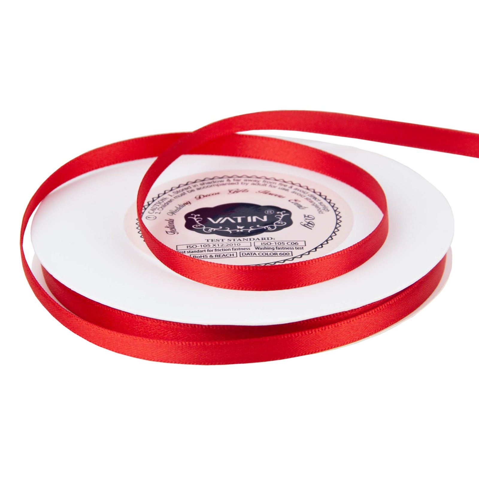 VATIN Solid Color Double Faced Red Satin Ribbon 1/4″ Wide 50-Yards Long Perfect