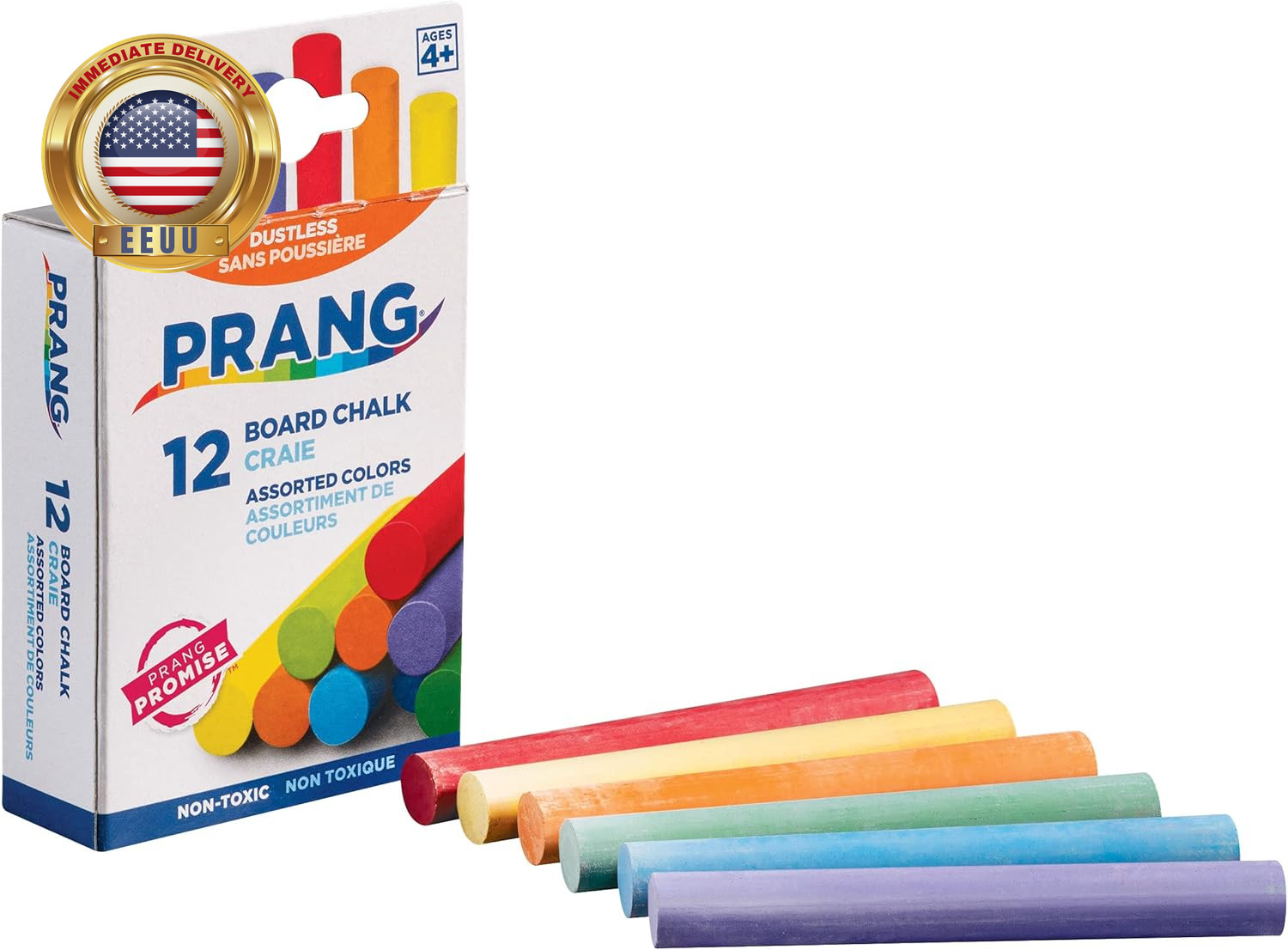 Board Chalk, Assorted Colors, 12 Count | Chalkboard Chalk, Scratch Free, Smooth