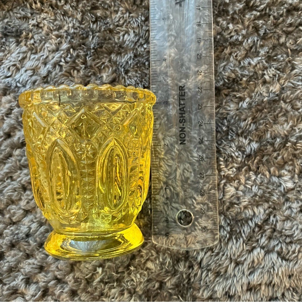 Vintage Amber Hobnail Glass Votive, Tea Light, Toothpick Holders (2)