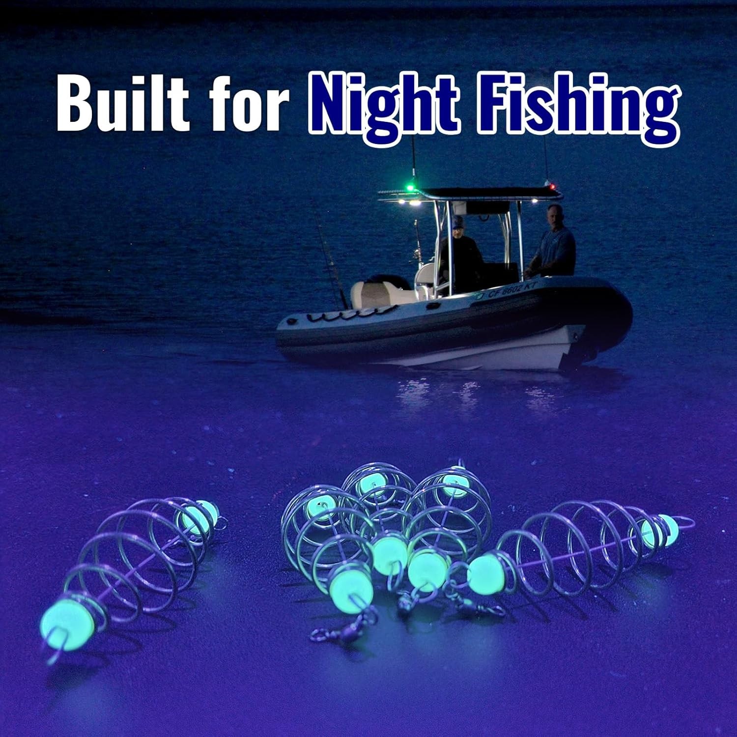 30PCS Fishing Bait Cage Luminous Chum Basket Rig 3.1″, Gold &
