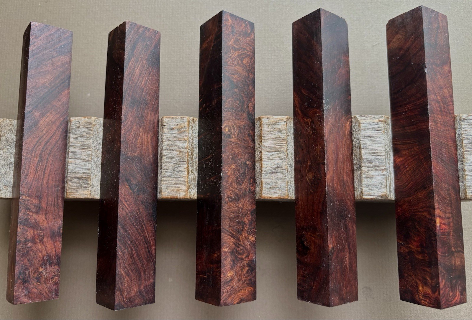 Heirloom-Grade, Dark Honduran Rosewood Burl Pen Blanks; 5.75 x .860+ x .845+