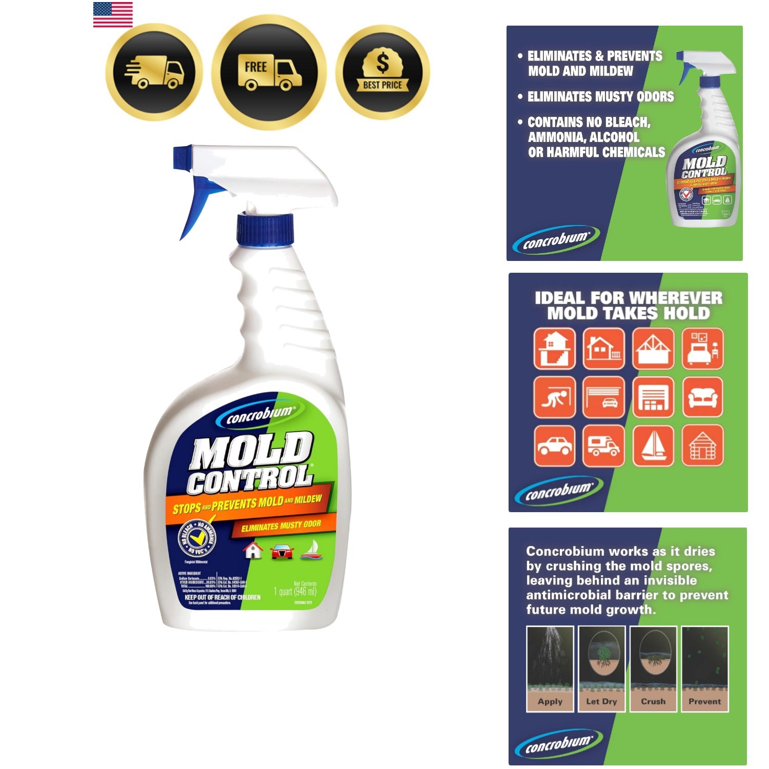 Mold Control, 32 oz Spray – Eliminates & Prevents Mold – EPA-Registered, Blea…