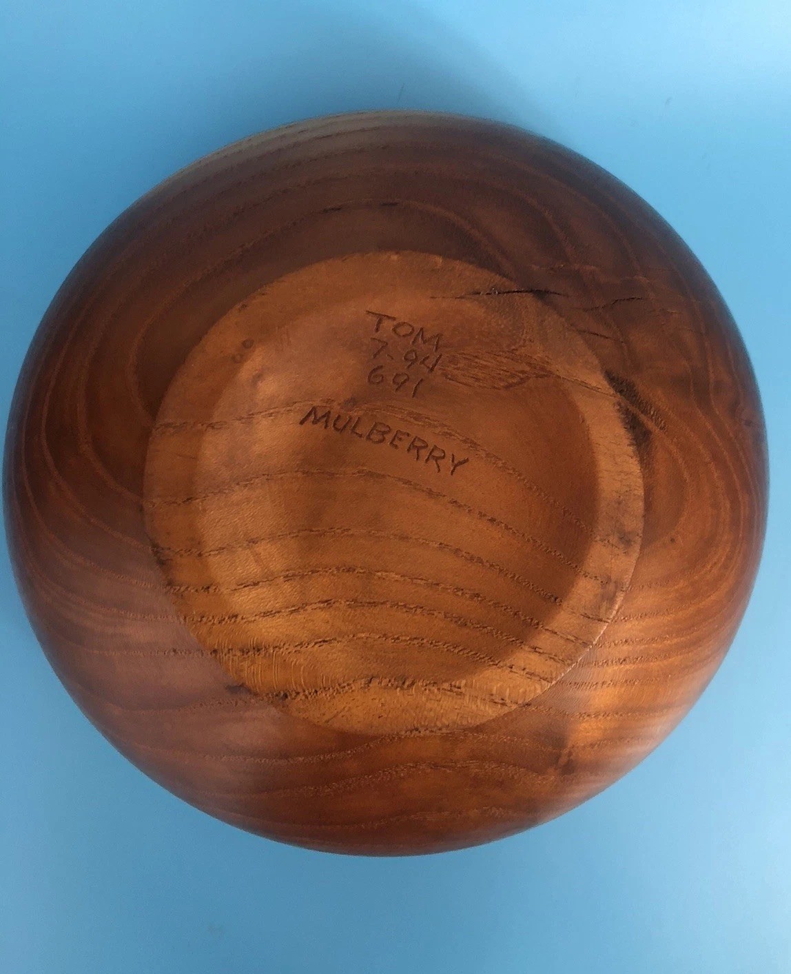 1994 Tom Mumper Mulberry Live Edge Hand-Turned Bowl Signed, Dated, #691