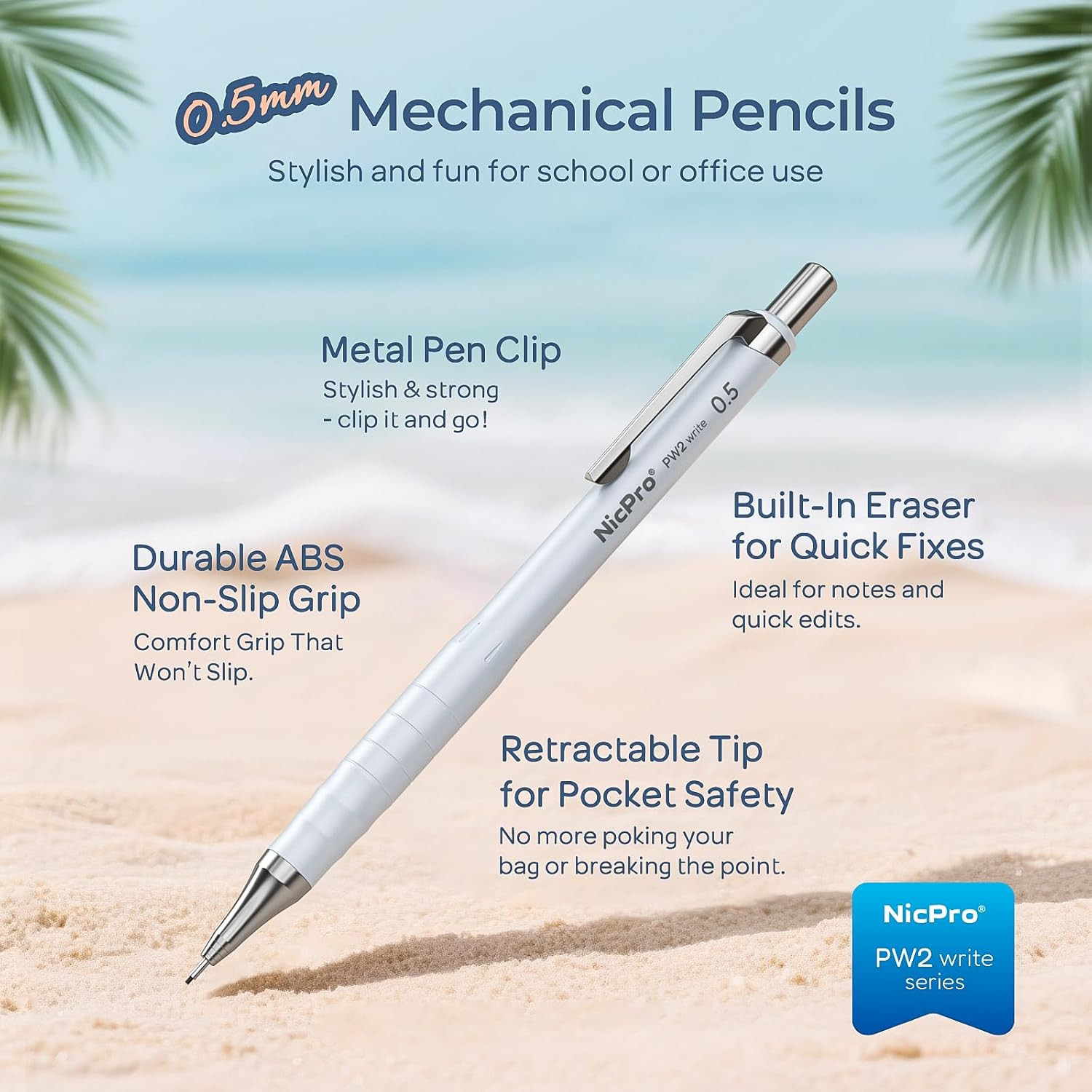 Cute Mechanical Pencil Set, 4PCS 0.5Mm Pastel Drafting Pencils with 4 Tube HB Le