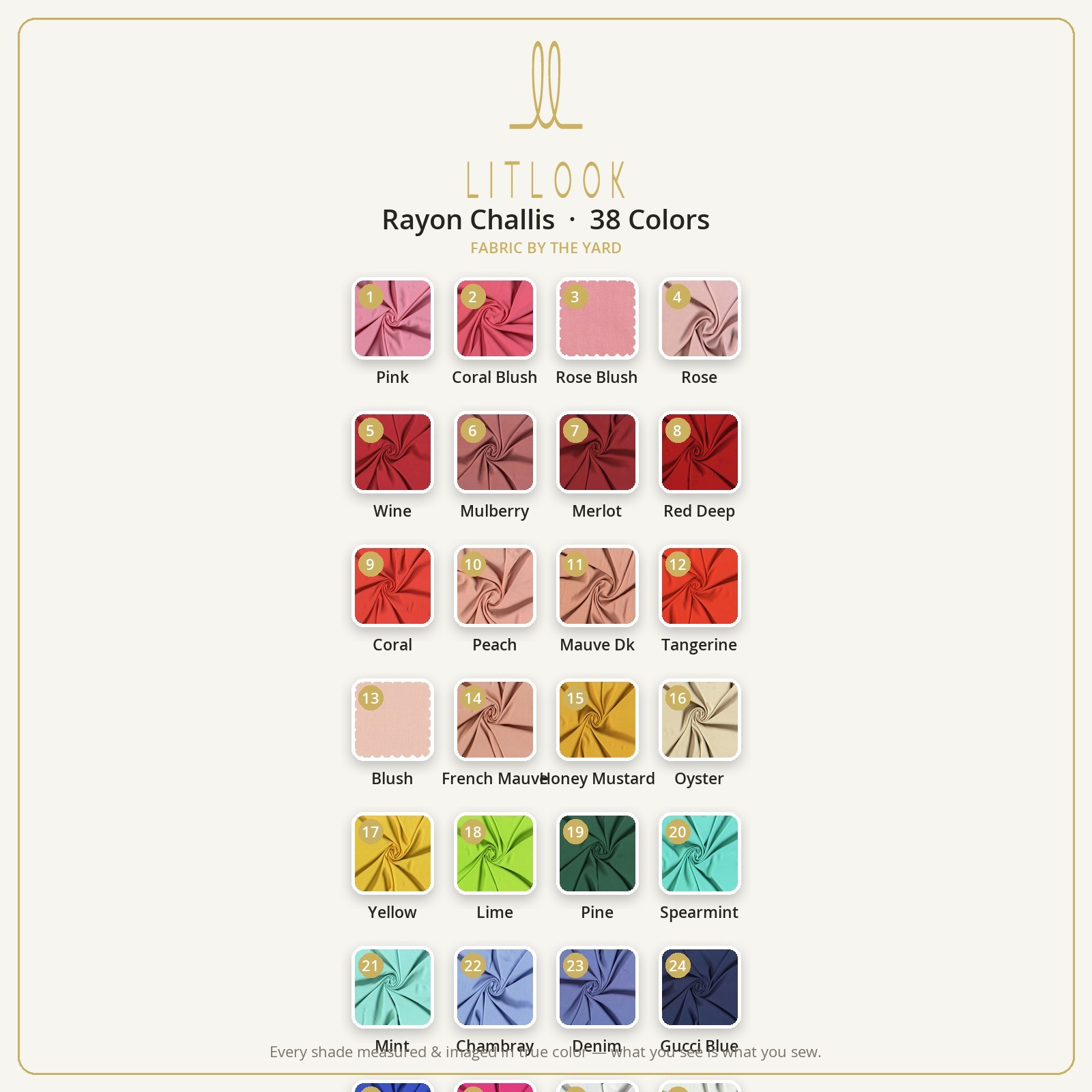 Silver Rayon Challis Fabric by the Yard — 120 GSM, Fluid Drape, 54″, 38 Colors