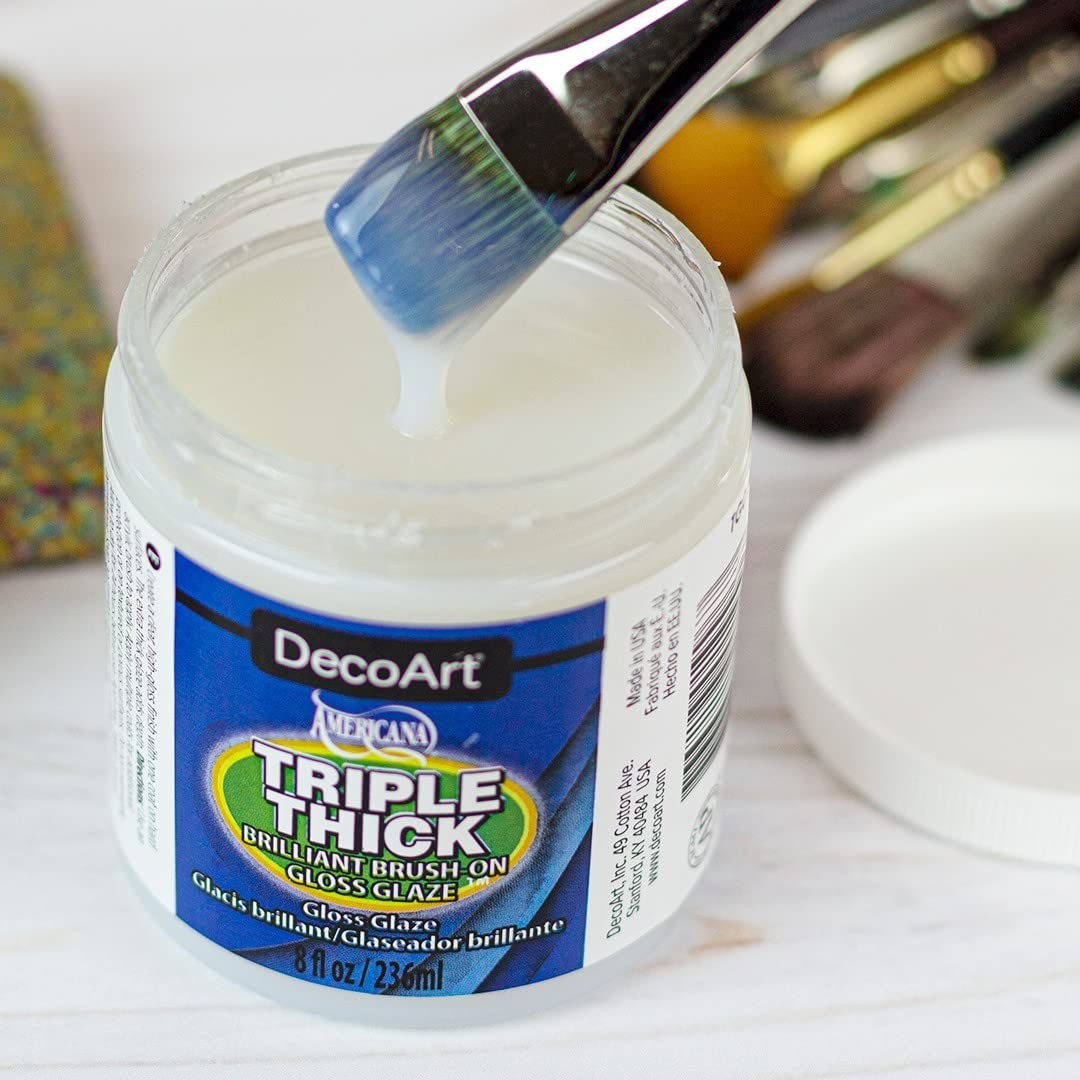 DecoArt Triple Thick Gloss Glaze – Jar, 8fl oz 8 Fl Oz (Pack of 1), Clear