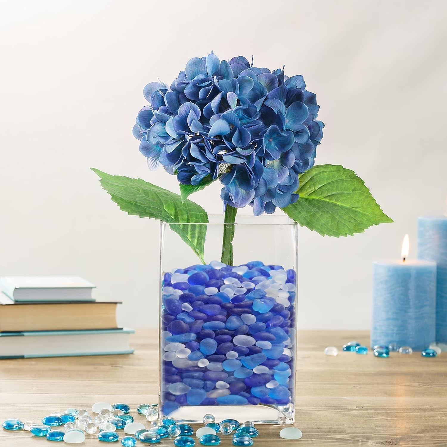 Sea Glass Stones – 2.9LB/46.4oz Blue Mixed Frosted Pebbles