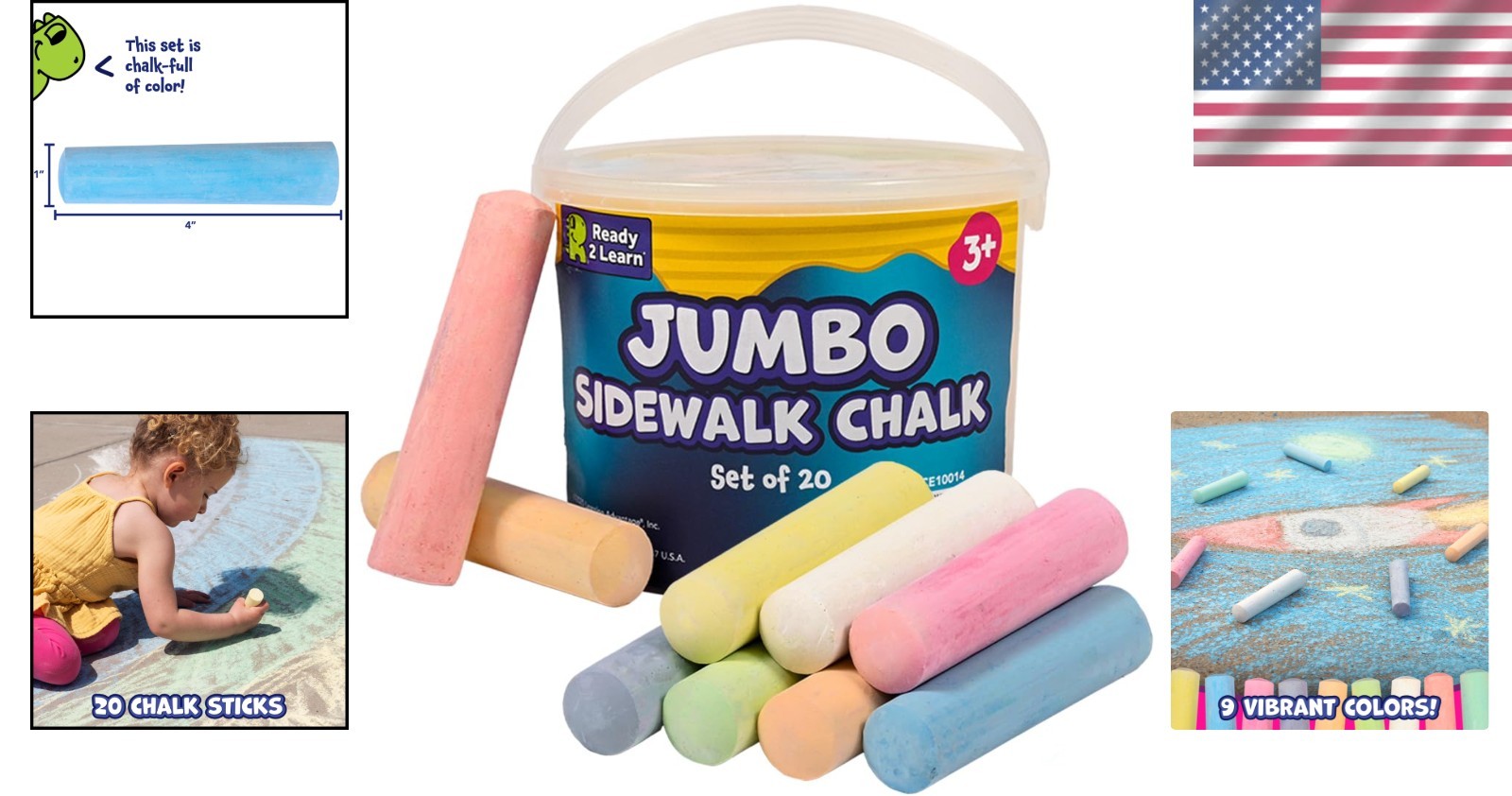 Non-Toxic Jumbo Sidewalk Chalk Set of 20 – Perfect for Kids’ Outdoor Creations
