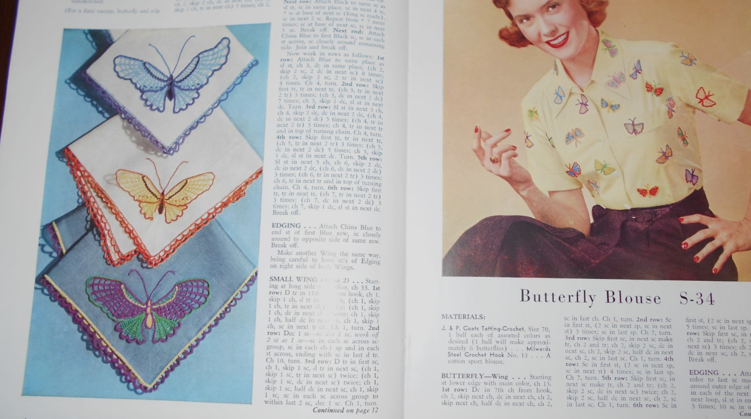 Butterflies In Crochet 1951 CLARKS J.P. Coats Pattern Book 272 1st Edition