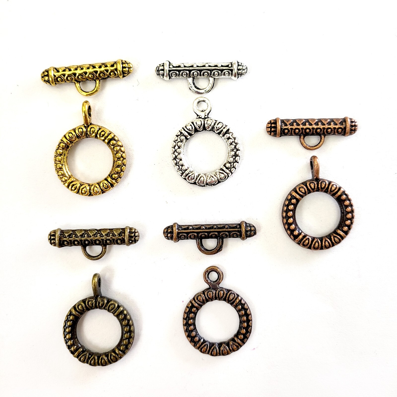 Vintage Toggle Clasp Gold Silver Copper Brass Jewelry Findings Supplies 3 set