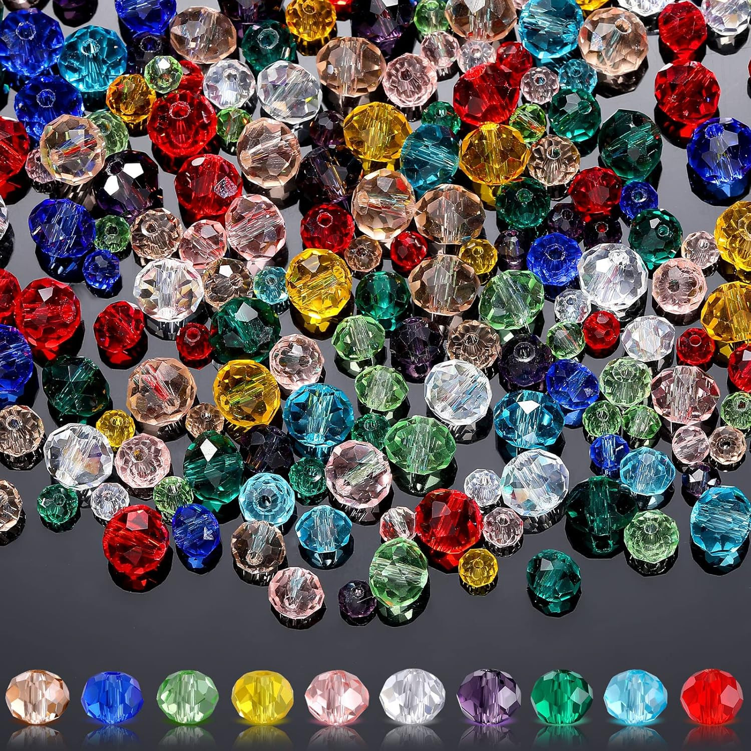 1000 Pcs Glass Beads Bulk Assorted Crystal Beads for Jewelry