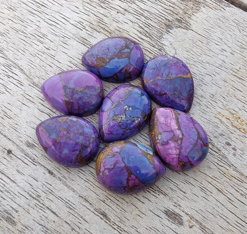 Wholesale Purple Copper Turquoise Cabochon Pear shape Loose Gemstone Lot Jewlery