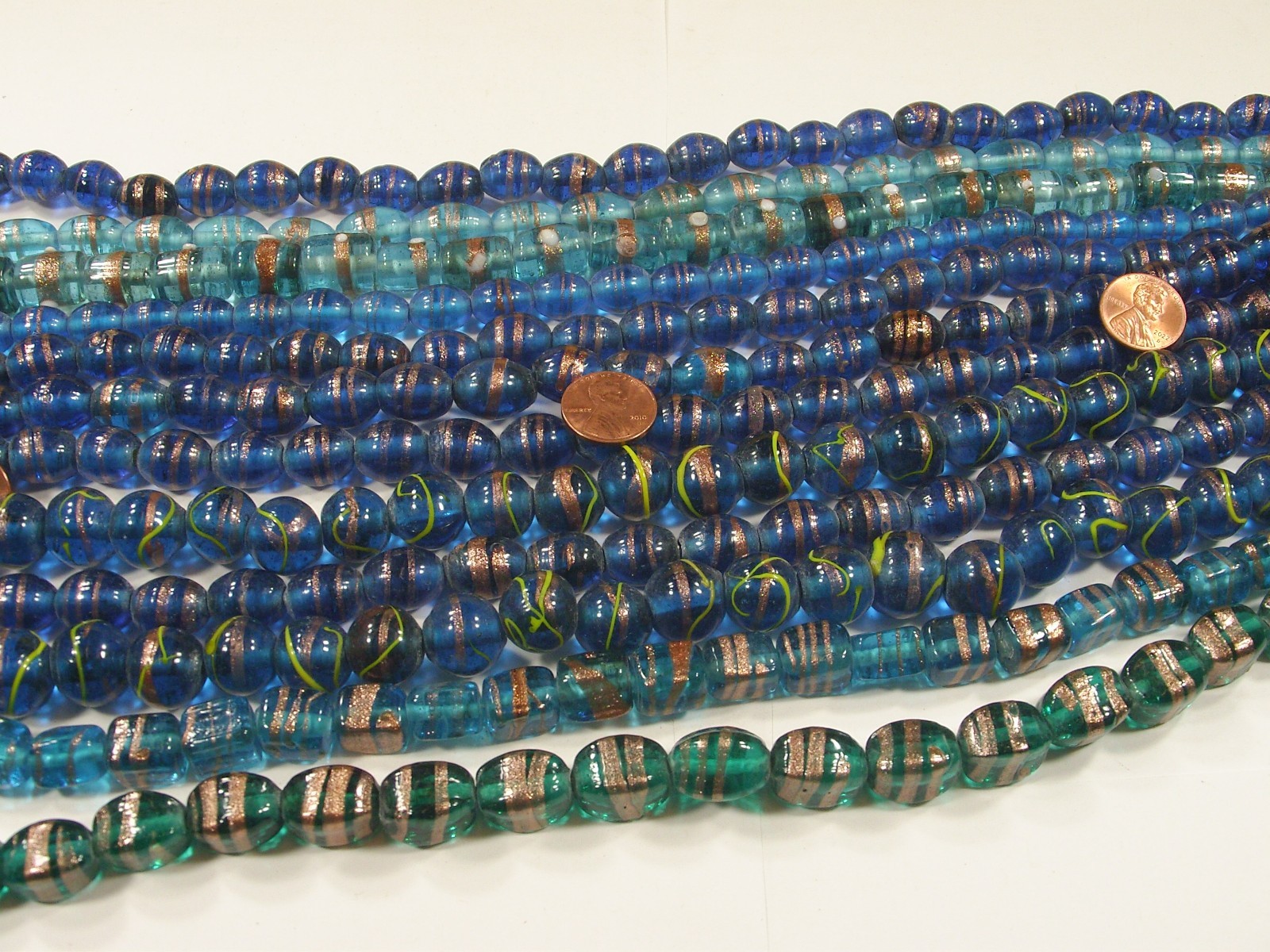 12 Strands (15″) Assorted Styles Blue India Handmade Lampwork Beads (RNF-2) ⭐