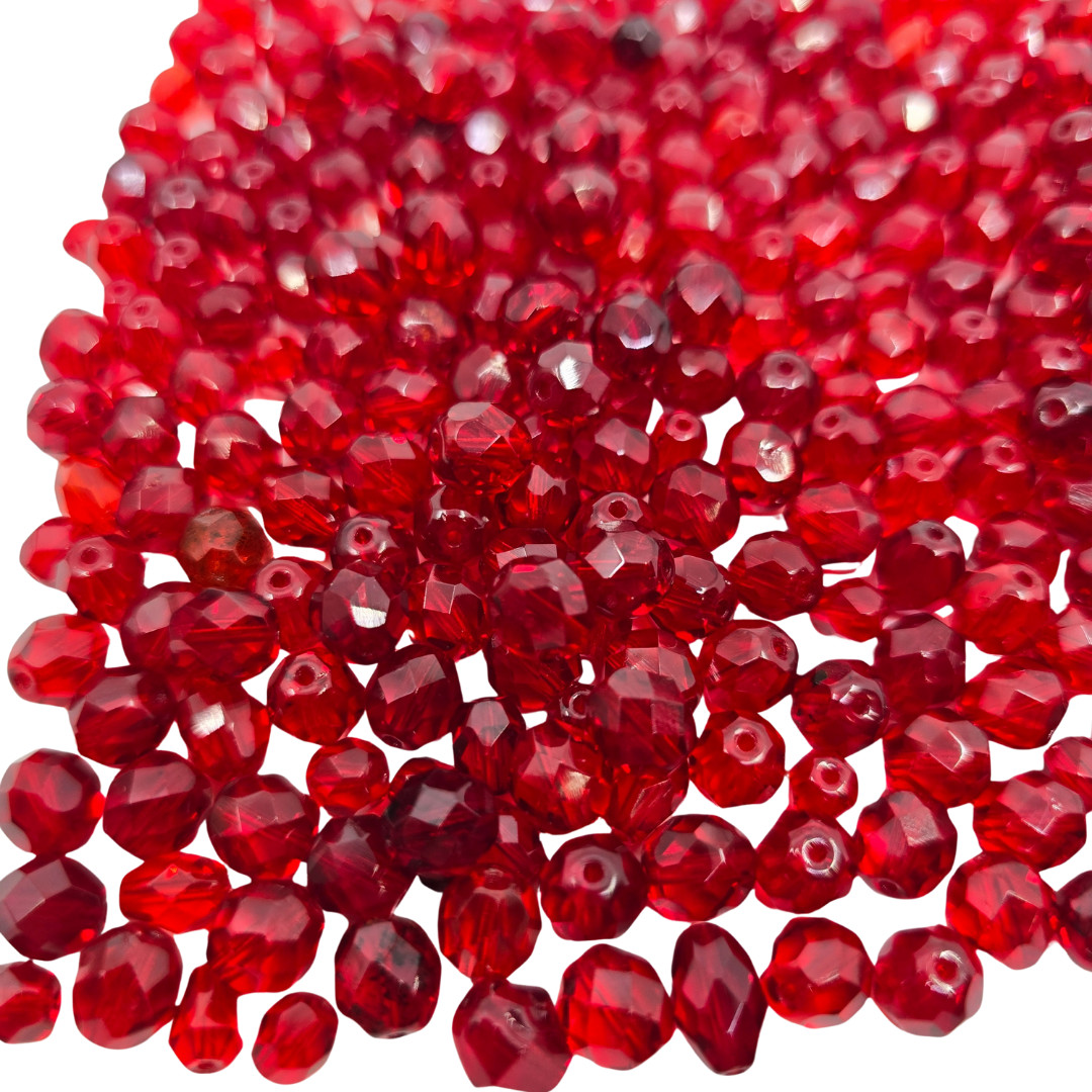 Czech Vintage Red Faceted Glass Beads Shape & Size Varies 188grams