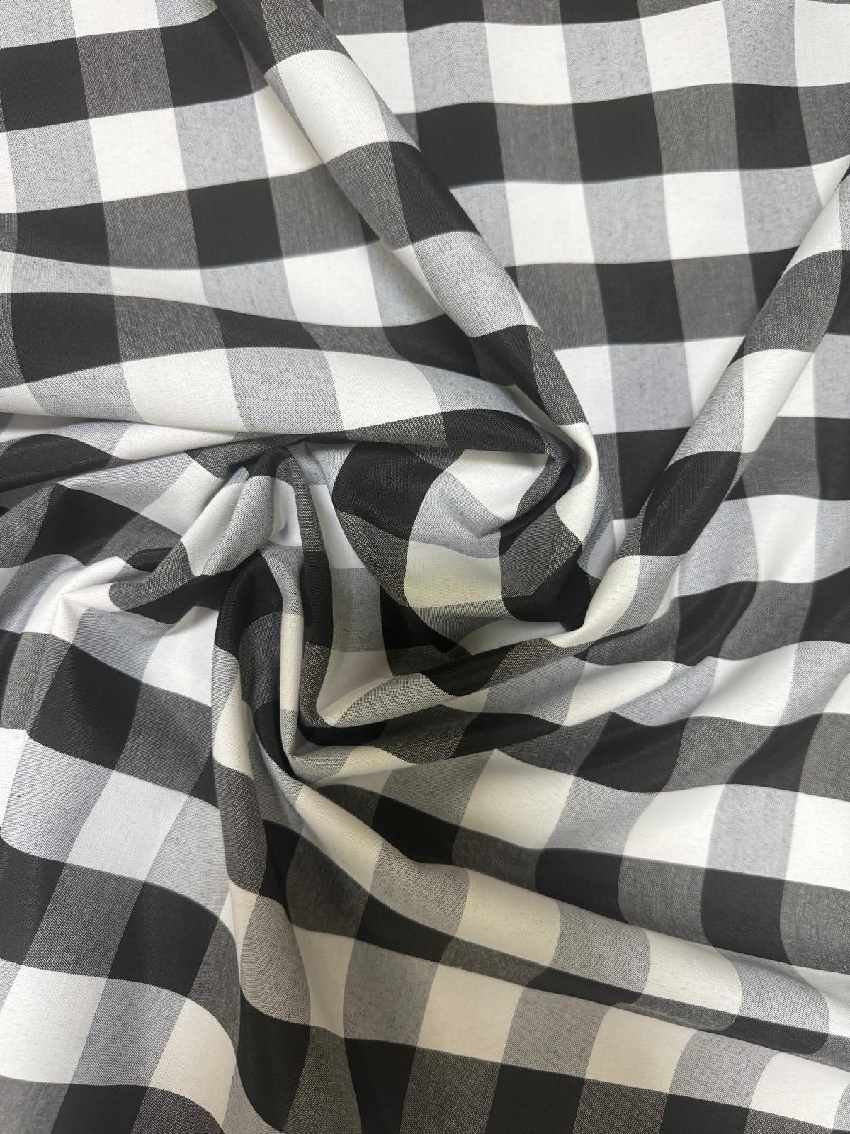 60″ Wide 1″ Gingham Checkered Poplin Shirting Fabric 90% Poplin 10% Cotton Blend