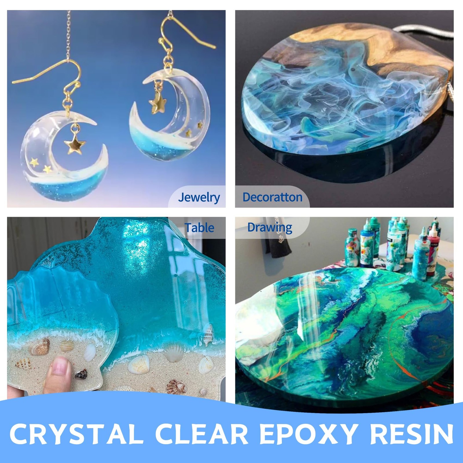 Epoxy Resin Kit, 1 Gallon/128OZ Epoxy Resin Crystal Clear Not Yellowing No Bubbl