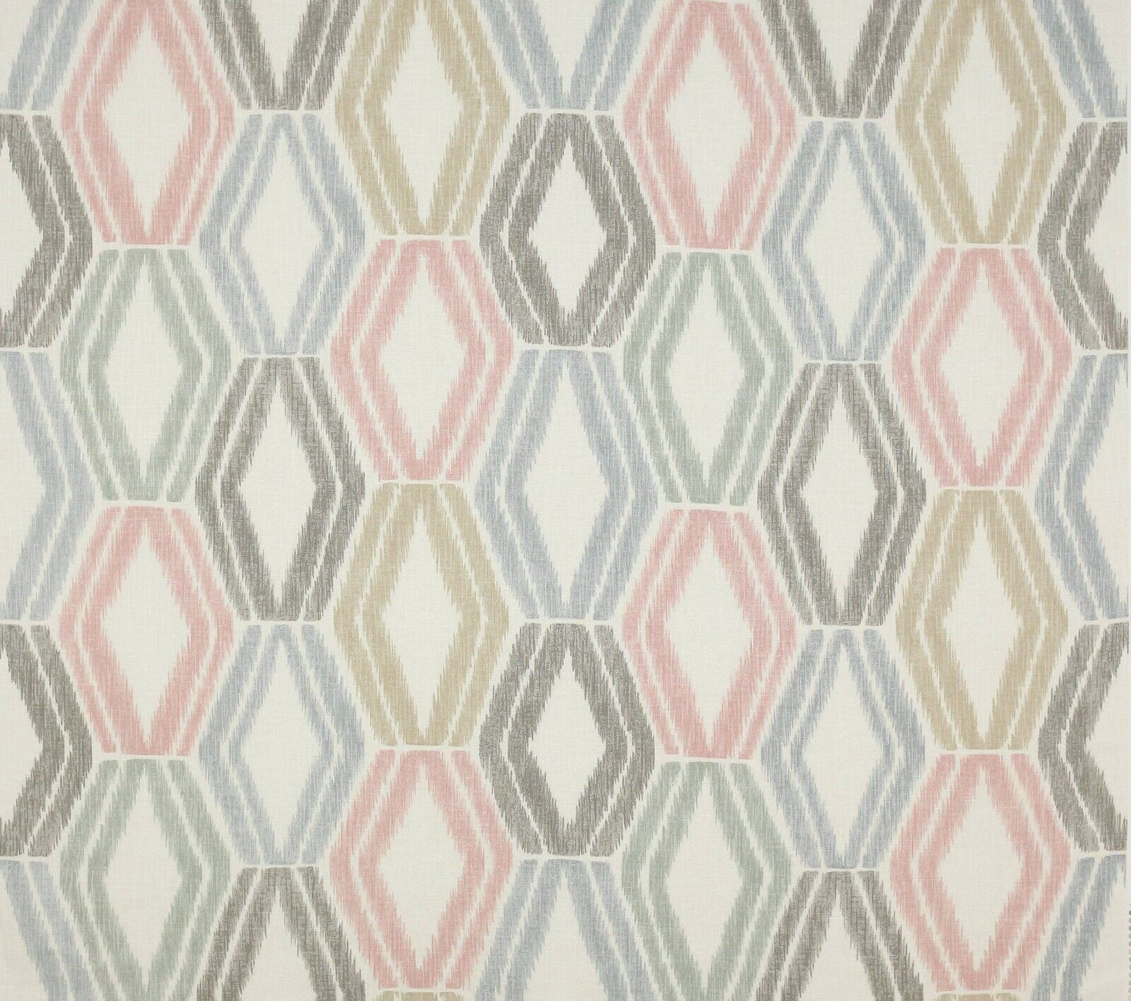 JANE CHURCHILL CURTAIN FABRIC Alexis 3.8 METRES PINK/AQUA LINEN BLEND EDEN COLL