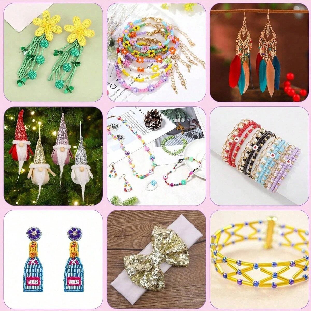 1000PCS Mixed Glass Beads & Sequins Kit Seed Bugle Tube DIY Jewelry Crafts