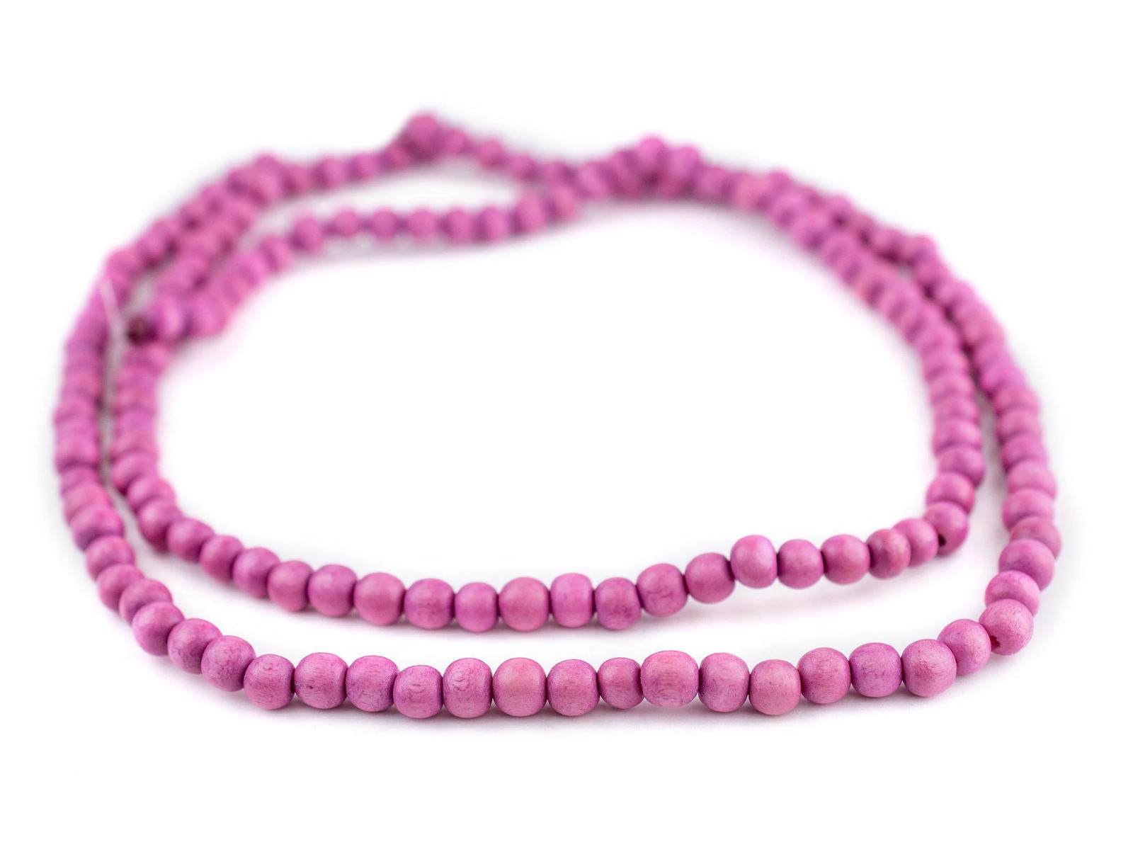 Magenta Round Natural Wood Beads 6mm Pink 16 Inch Strand